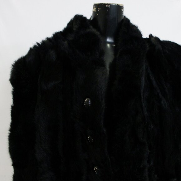Polo Norte Rabbit Fur Black Jacket 100% Genuine Fur Size Small/Medium - Picture 3 of 7